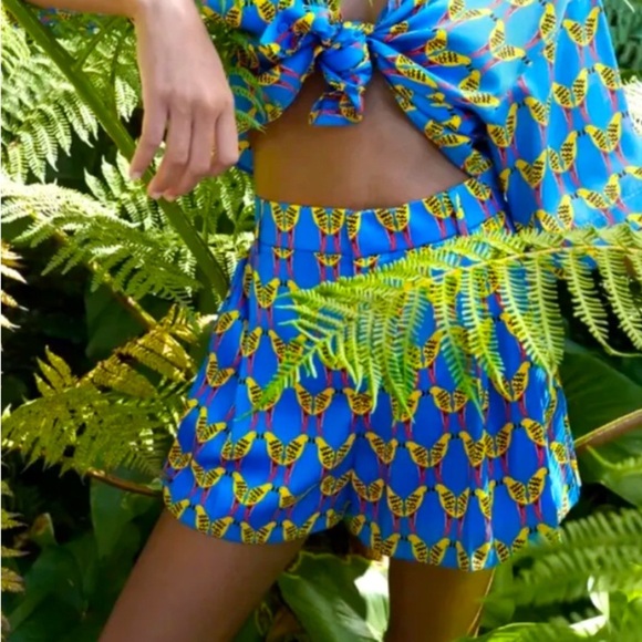 NWT Zara Satin Birds shorts Size XXL - Picture 1 of 7
